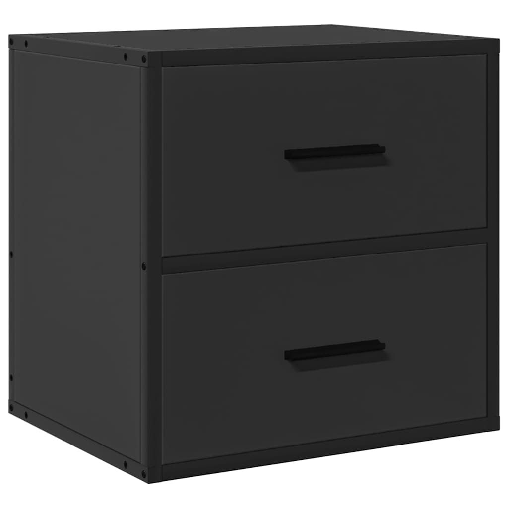 Sleek Black Wall-Mounted Bedside Cabinets - Set of 2, 40x31x39.5 cm