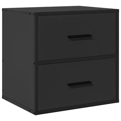 Sleek Black Wall-Mounted Bedside Cabinets - Set of 2, 40x31x39.5 cm