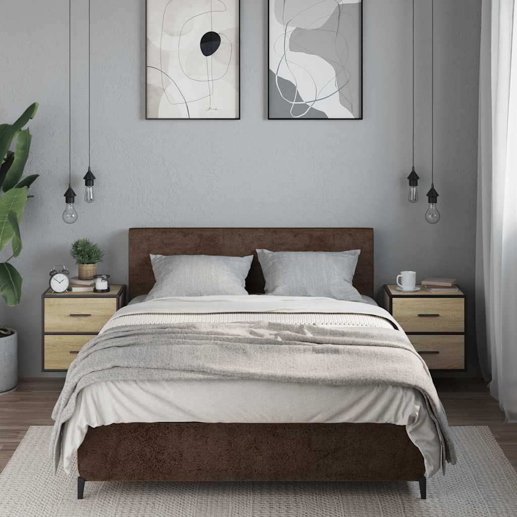 Sonoma Oak Wall-mounted Bedside Cabinets Set of 2 - 40x31x39.5 cm
