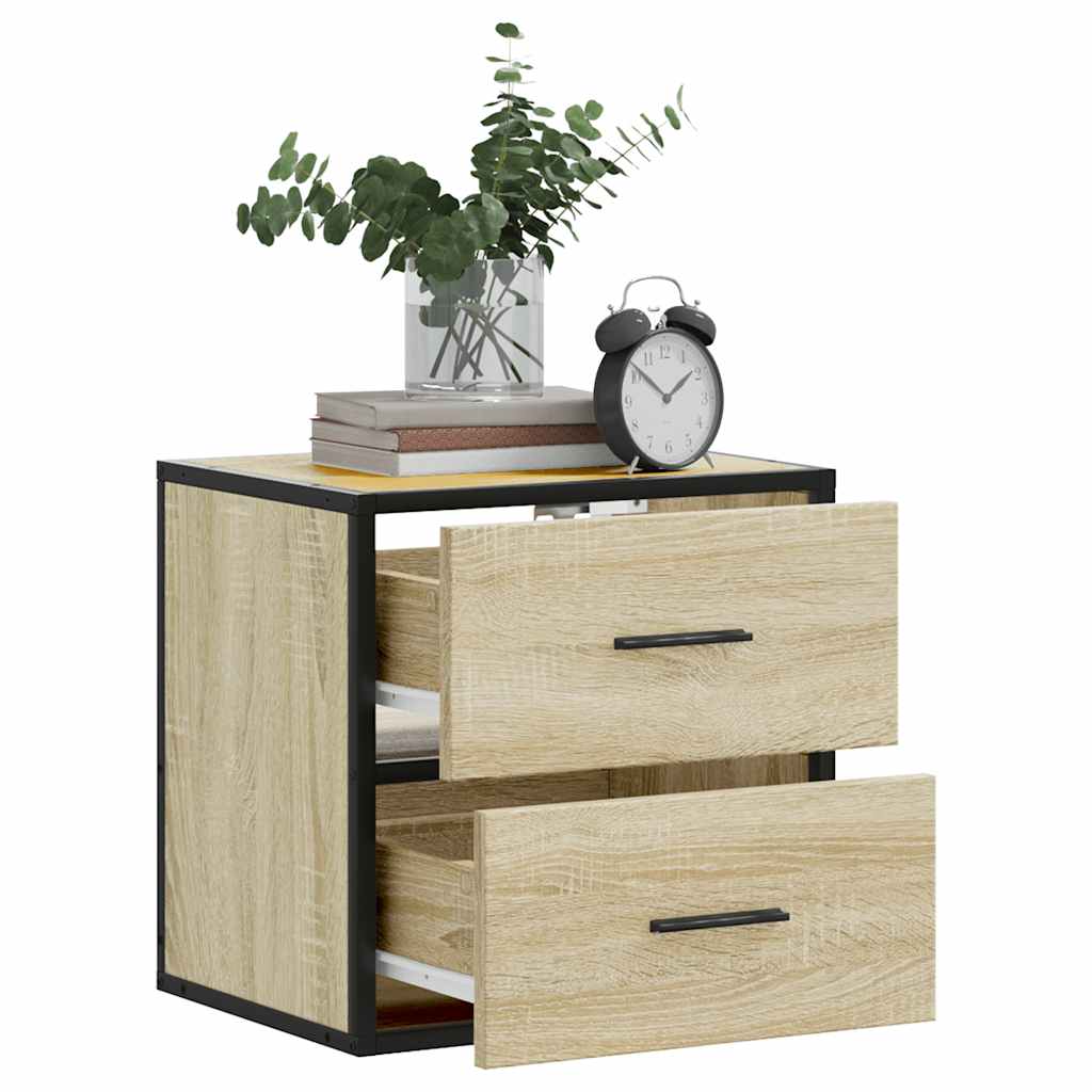 Sonoma Oak Wall-mounted Bedside Cabinets Set of 2 - 40x31x39.5 cm