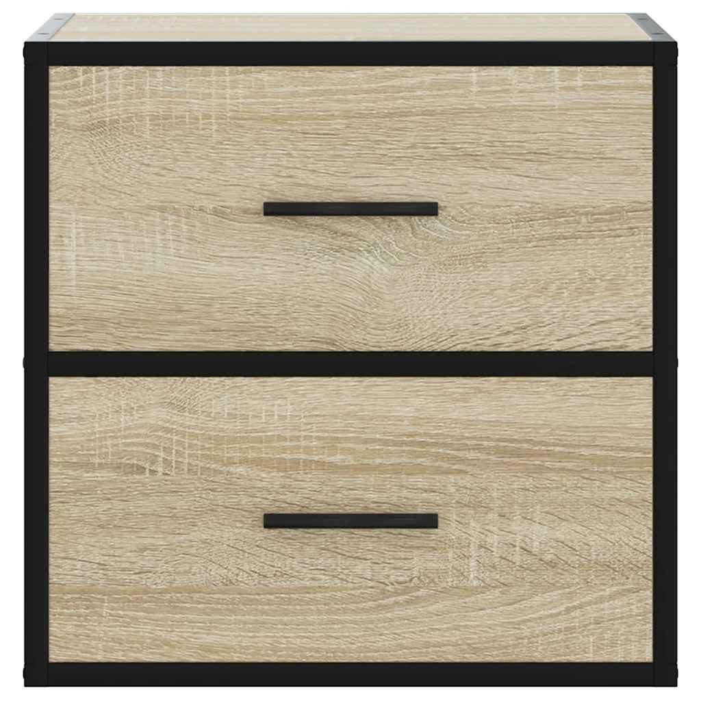 Sonoma Oak Wall-mounted Bedside Cabinets Set of 2 - 40x31x39.5 cm