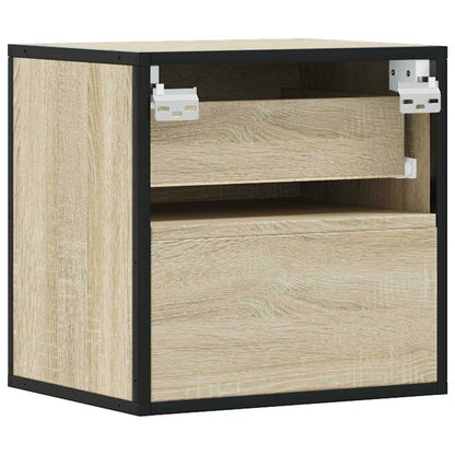Sonoma Oak Wall-mounted Bedside Cabinets Set of 2 - 40x31x39.5 cm