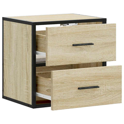 Sonoma Oak Wall-mounted Bedside Cabinets Set of 2 - 40x31x39.5 cm