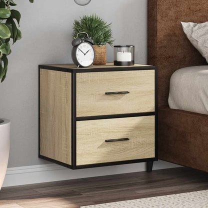 Sonoma Oak Wall-mounted Bedside Cabinets Set of 2 - 40x31x39.5 cm