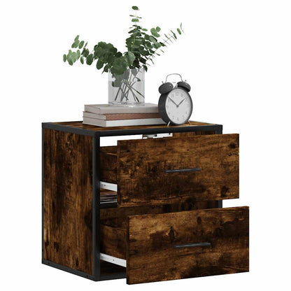 Smoked Oak Wall-Mounted Bedside Cabinets 2pcs - 40x31x39.5 cm