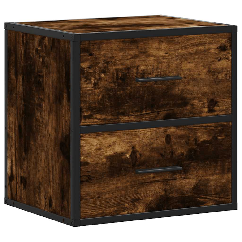 Smoked Oak Wall-Mounted Bedside Cabinets 2pcs - 40x31x39.5 cm