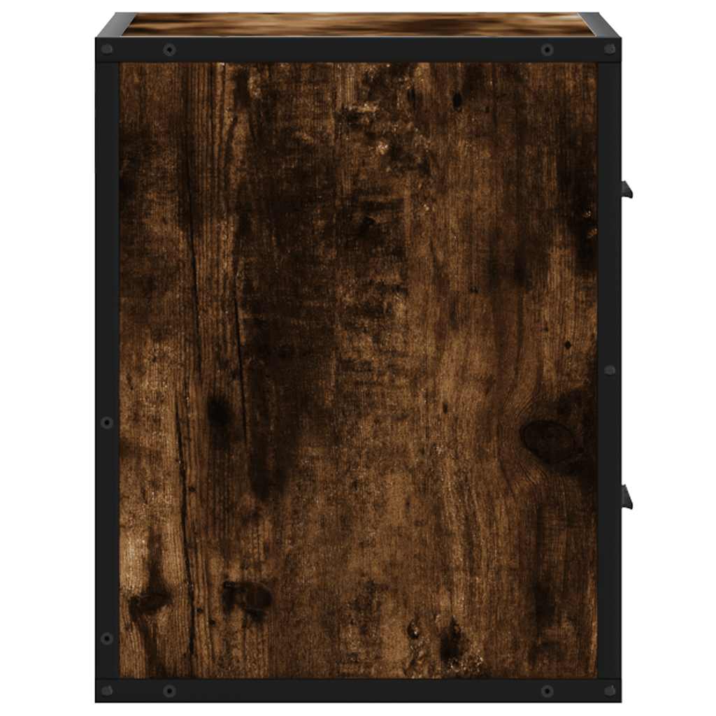 Smoked Oak Wall-Mounted Bedside Cabinets 2pcs - 40x31x39.5 cm