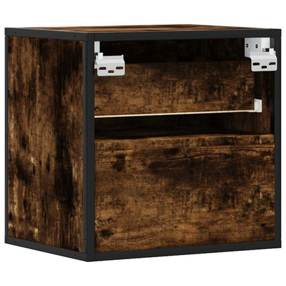 Smoked Oak Wall-Mounted Bedside Cabinets 2pcs - 40x31x39.5 cm