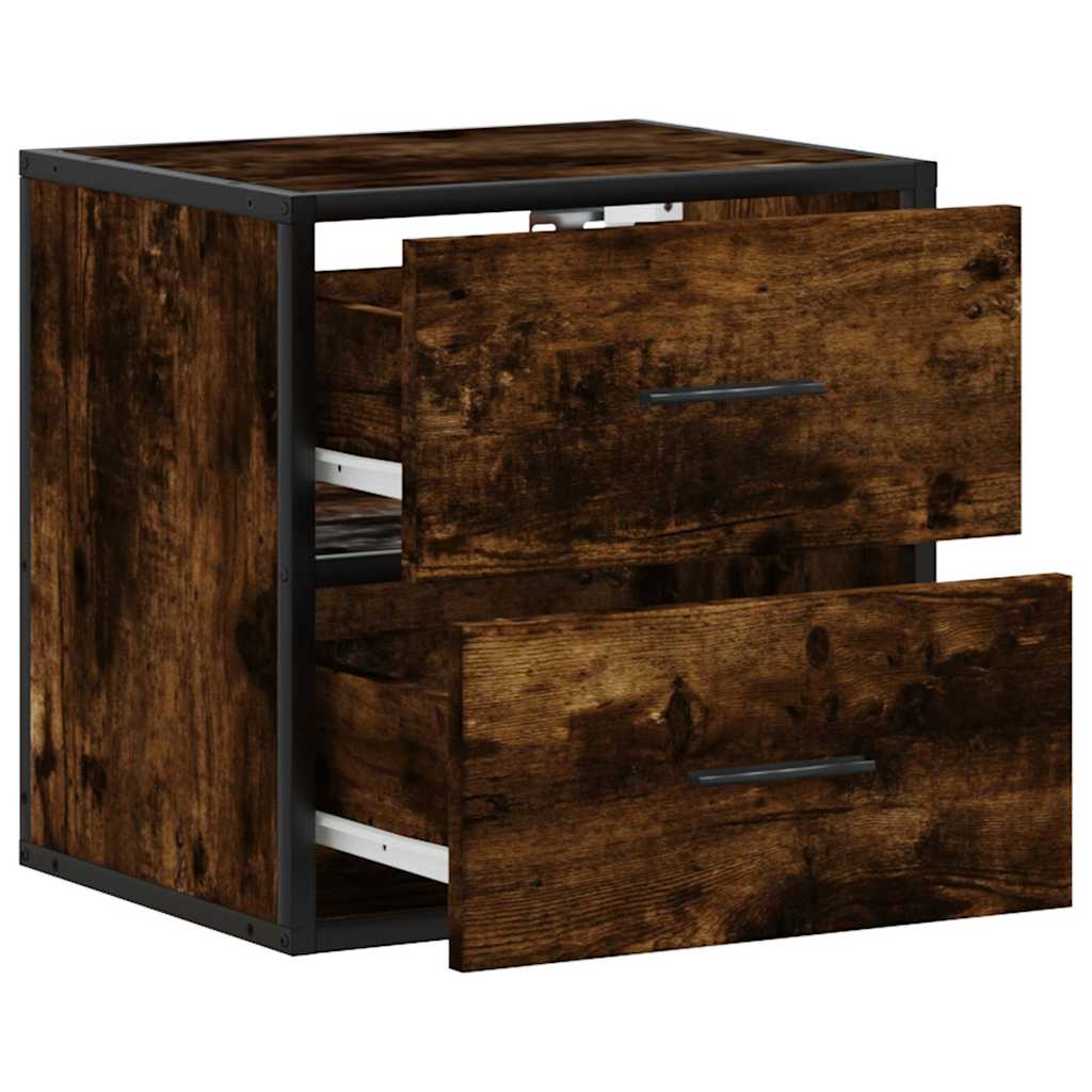Smoked Oak Wall-Mounted Bedside Cabinets 2pcs - 40x31x39.5 cm