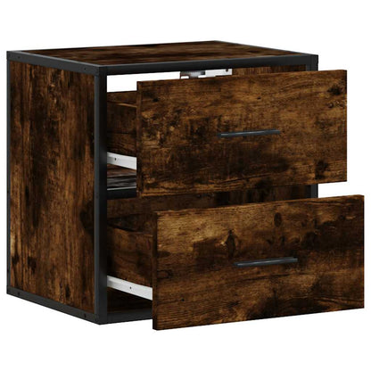 Smoked Oak Wall-Mounted Bedside Cabinets 2pcs - 40x31x39.5 cm
