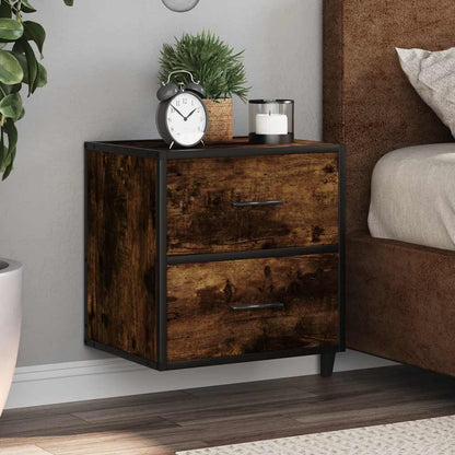 Smoked Oak Wall-Mounted Bedside Cabinets 2pcs - 40x31x39.5 cm
