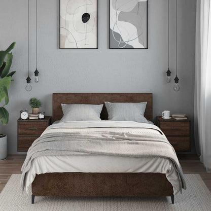 Brown Oak Wall-mounted Bedside Cabinets, Set of 2, 40x31x39.5 cm