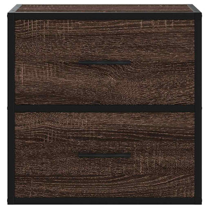 Brown Oak Wall-mounted Bedside Cabinets, Set of 2, 40x31x39.5 cm