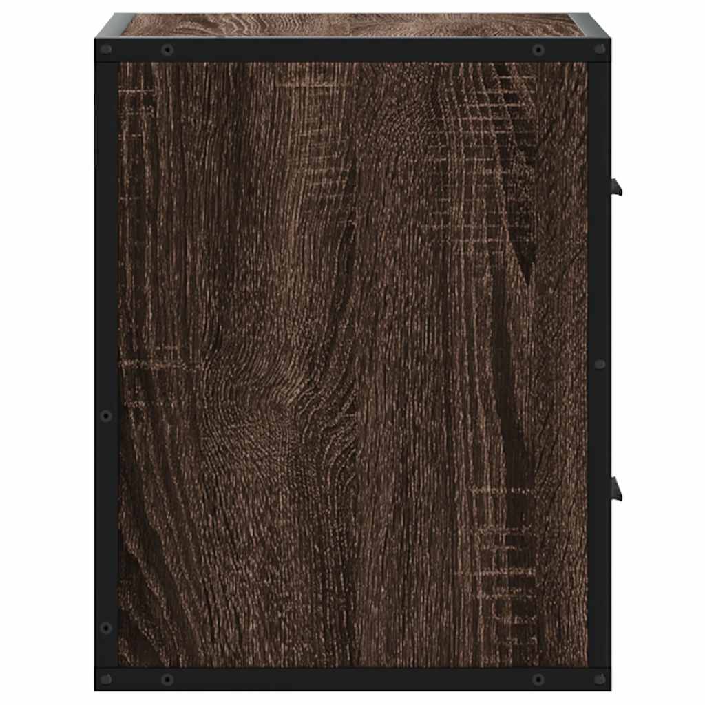 Brown Oak Wall-mounted Bedside Cabinets, Set of 2, 40x31x39.5 cm