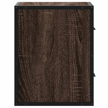 Brown Oak Wall-mounted Bedside Cabinets, Set of 2, 40x31x39.5 cm