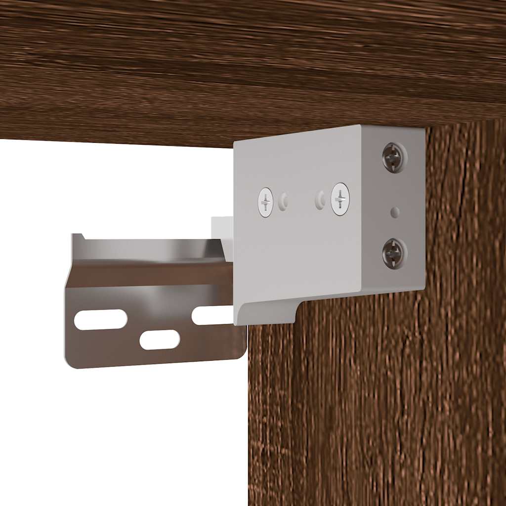 Brown Oak Wall-mounted Bedside Cabinets, Set of 2, 40x31x39.5 cm