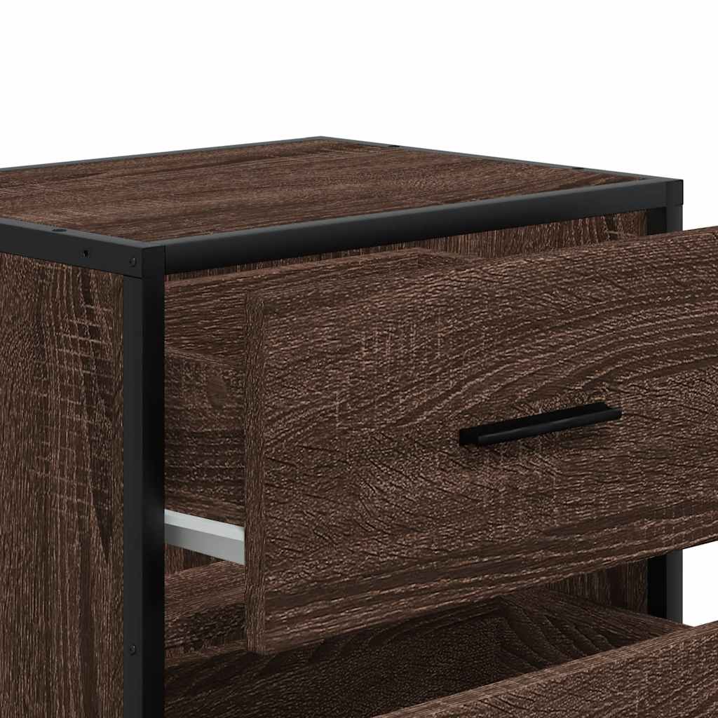 Brown Oak Wall-mounted Bedside Cabinets, Set of 2, 40x31x39.5 cm