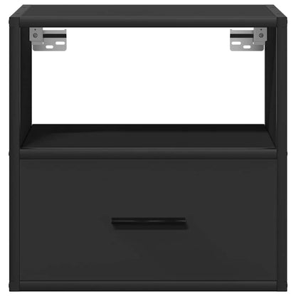 Sleek Black Wall Mounted Bedside Cabinet - 40x31x39.5 cm