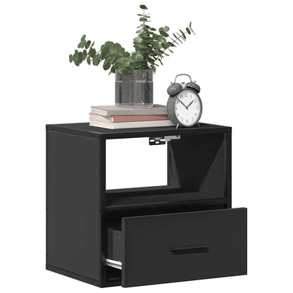 Black Wall-Mounted Bedside Cabinets Set, 2 pcs, 40x31x39.5 cm