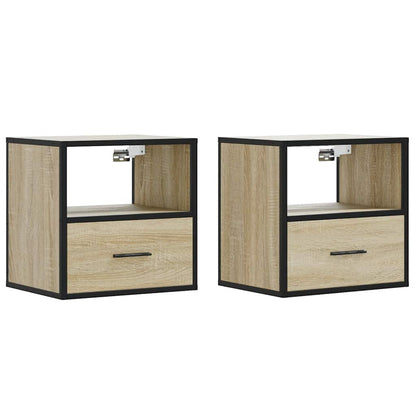 Sonoma Oak Wall-mounted Bedside Cabinets 2 pcs - 40x31x39.5 cm