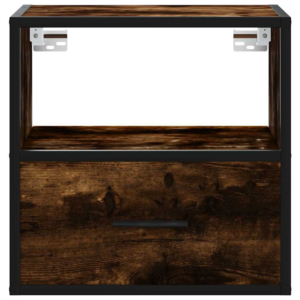 Smoked Oak Wall-mounted Bedside Cabinet 40x31x39.5 cm