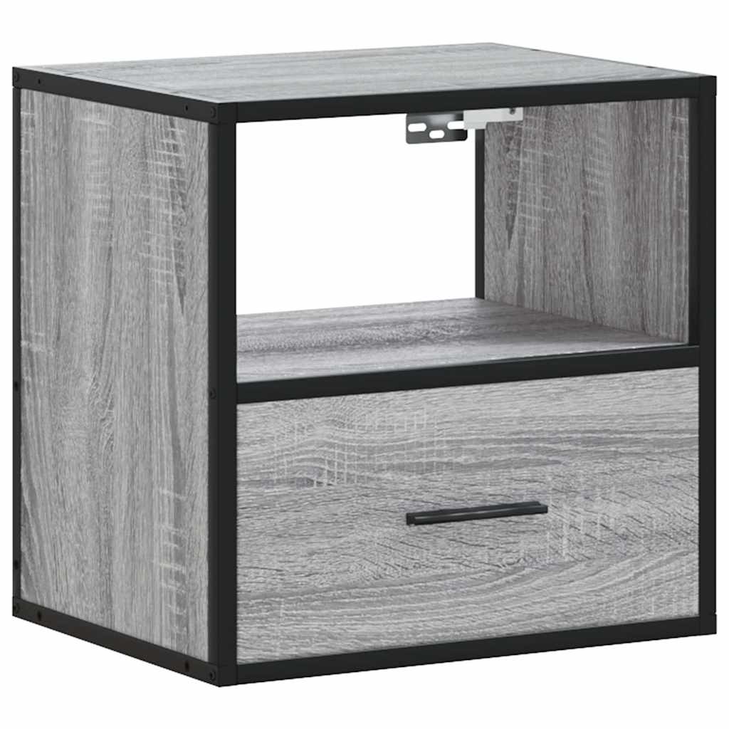 Wall-Mounted Bedside Cabinet, Grey Sonoma Oak, 40x31x39.5 cm