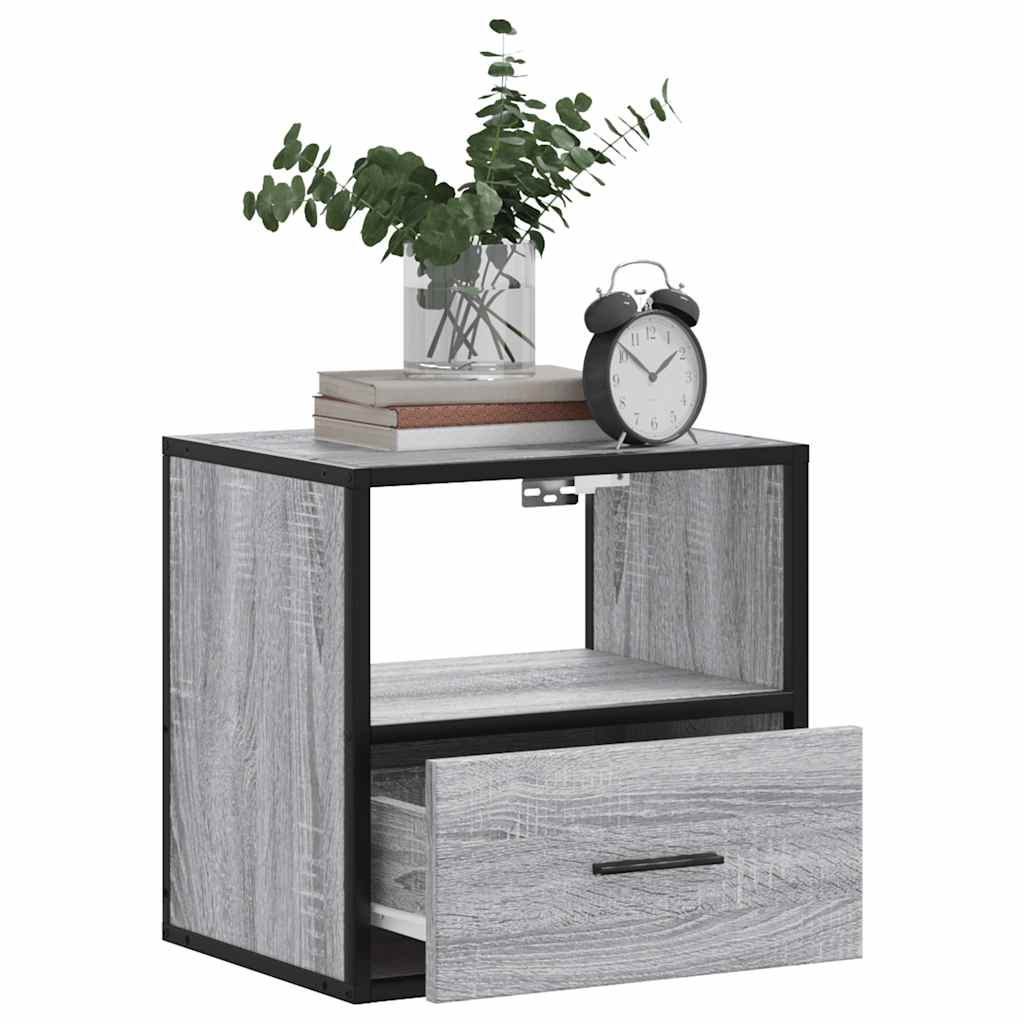 Wall-Mounted Bedside Cabinet, Grey Sonoma Oak, 40x31x39.5 cm