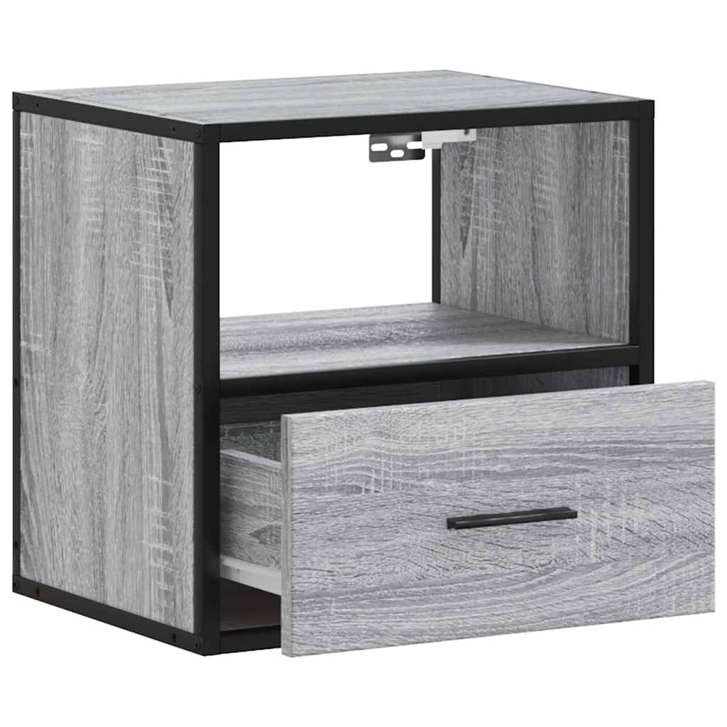 Wall-Mounted Bedside Cabinet, Grey Sonoma Oak, 40x31x39.5 cm