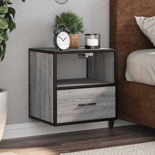 Grey Sonoma Wall-Mounted Bedside Cabinets 2pcs 40x31x39.5 cm