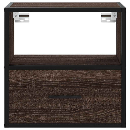 Brown Oak Wall-Mounted Bedside Cabinet, 40x31x39.5 cm