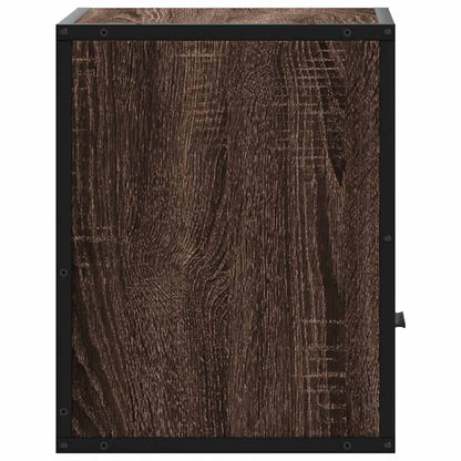Brown Oak Wall-Mounted Bedside Cabinet, 40x31x39.5 cm