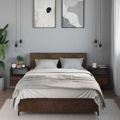 Brown Oak Wall-Mounted Bedside Cabinets—Set of 2, 40x31x39.5 cm