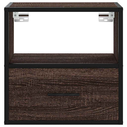 Brown Oak Wall-Mounted Bedside Cabinets—Set of 2, 40x31x39.5 cm