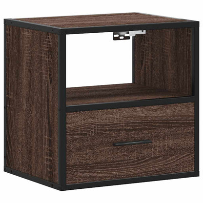 Brown Oak Wall-Mounted Bedside Cabinets—Set of 2, 40x31x39.5 cm