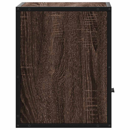 Brown Oak Wall-Mounted Bedside Cabinets—Set of 2, 40x31x39.5 cm