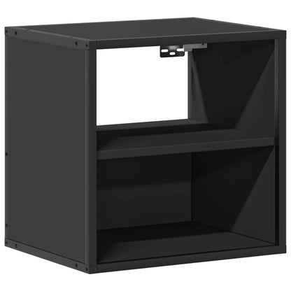 Sleek Black Wall-Mounted Bedside Cabinet, 40x31x39.5 cm, Modern Style