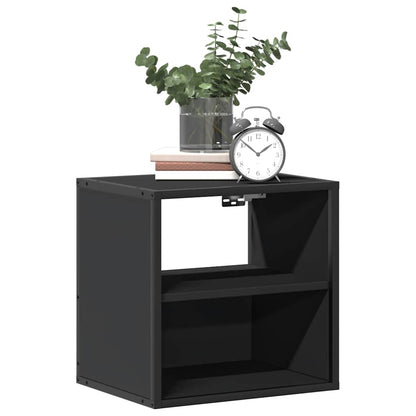 Sleek Black Wall-Mounted Bedside Cabinet, 40x31x39.5 cm, Modern Style