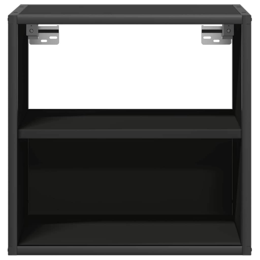 Sleek Black Wall-Mounted Bedside Cabinet, 40x31x39.5 cm, Modern Style