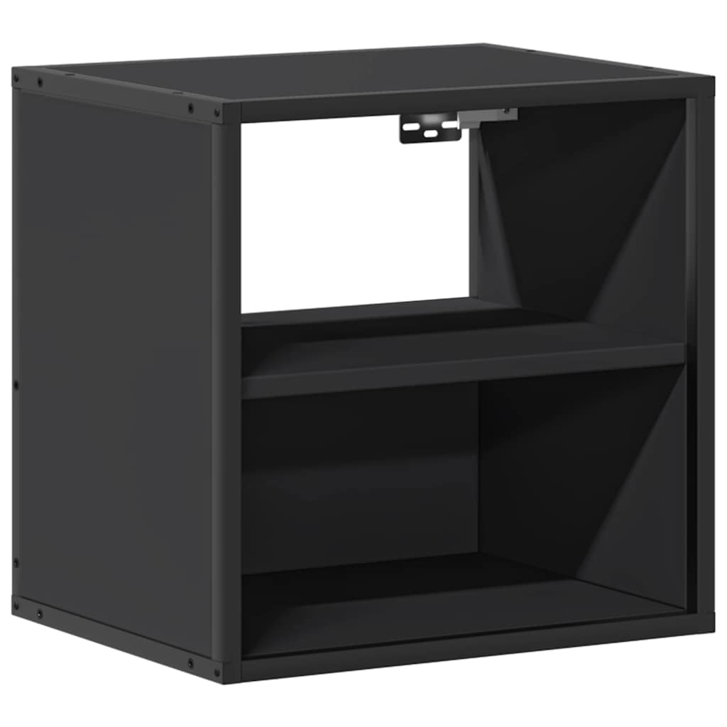 Sleek Black Wall-Mounted Bedside Cabinet, 40x31x39.5 cm, Modern Style