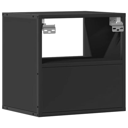 Sleek Black Wall-Mounted Bedside Cabinet, 40x31x39.5 cm, Modern Style