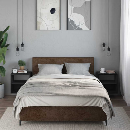 Sleek Black Wall-Mounted Bedside Cabinets Set of 2 - 40x31x39.5 cm