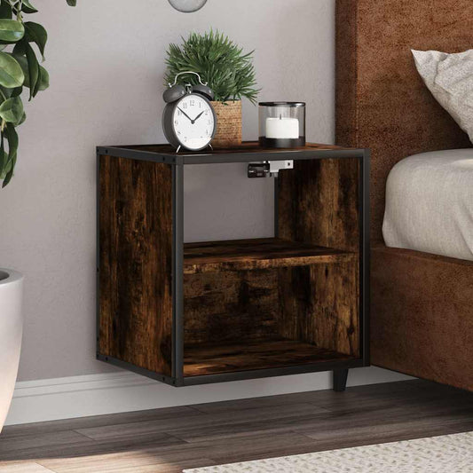 Smoked Oak Wall-mounted Bedside Cabinet 40x31x39.5 cm