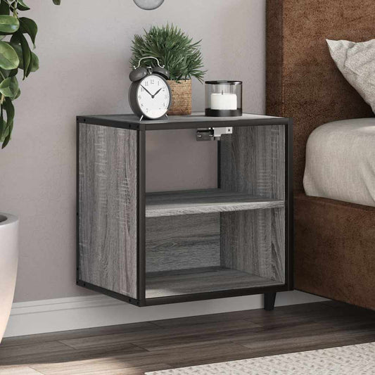 Grey Sonoma Wall-Mounted Bedside Cabinet 40x31x39.5 cm