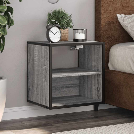 Grey Sonoma Wall-Mounted Bedside Cabinets - Set of 2, 40x31x39.5 cm