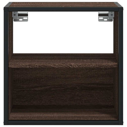 Brown Oak Wall-Mounted Bedside Cabinets Set of 2 - 40x31x39.5 cm