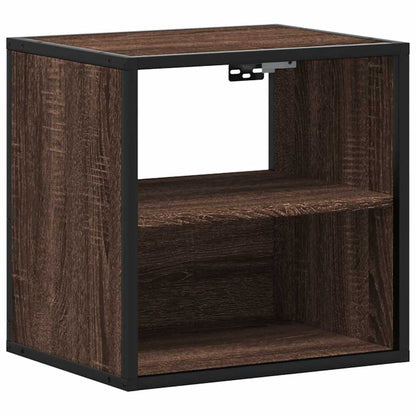 Brown Oak Wall-Mounted Bedside Cabinets Set of 2 - 40x31x39.5 cm