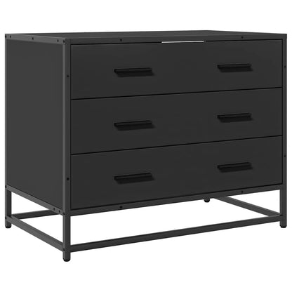 Black Engineered Wood Drawer Cabinet 70x41x56 cm