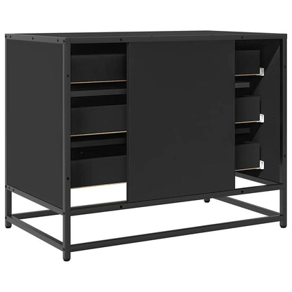 Black Engineered Wood Drawer Cabinet 70x41x56 cm