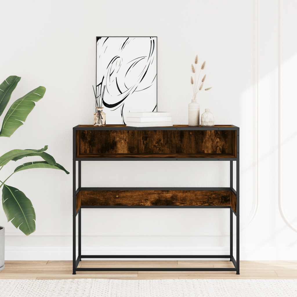 Smoked Oak Console Table 90x35x80 cm - Engineered Wood Design