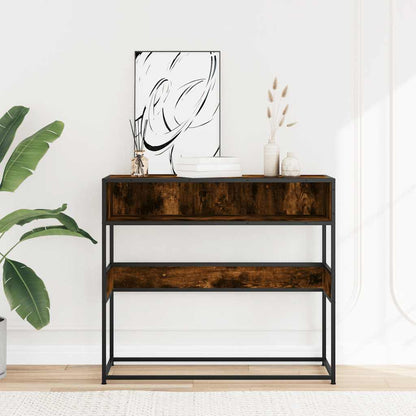 Smoked Oak Console Table 90x35x80 cm - Engineered Wood Design